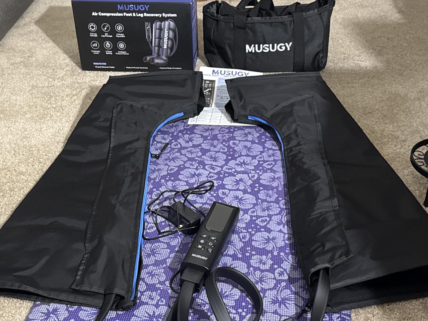Sequential Leg Compression Massager for Circulation : Full Leg Air Compression Boots for Massage Therapy & Fatigue Relief - 9 Intensity, 6 Modes, 3 Timers for Athletes, Runners, Gym (Medium) customer photo 2