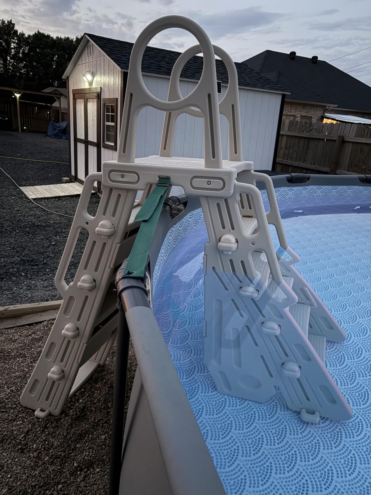 Pool Ladder Above Ground Swimming Safety A Frame Pool Ladder with Platform and Safety Barrier for 48-52 inches Pool customer photo 1