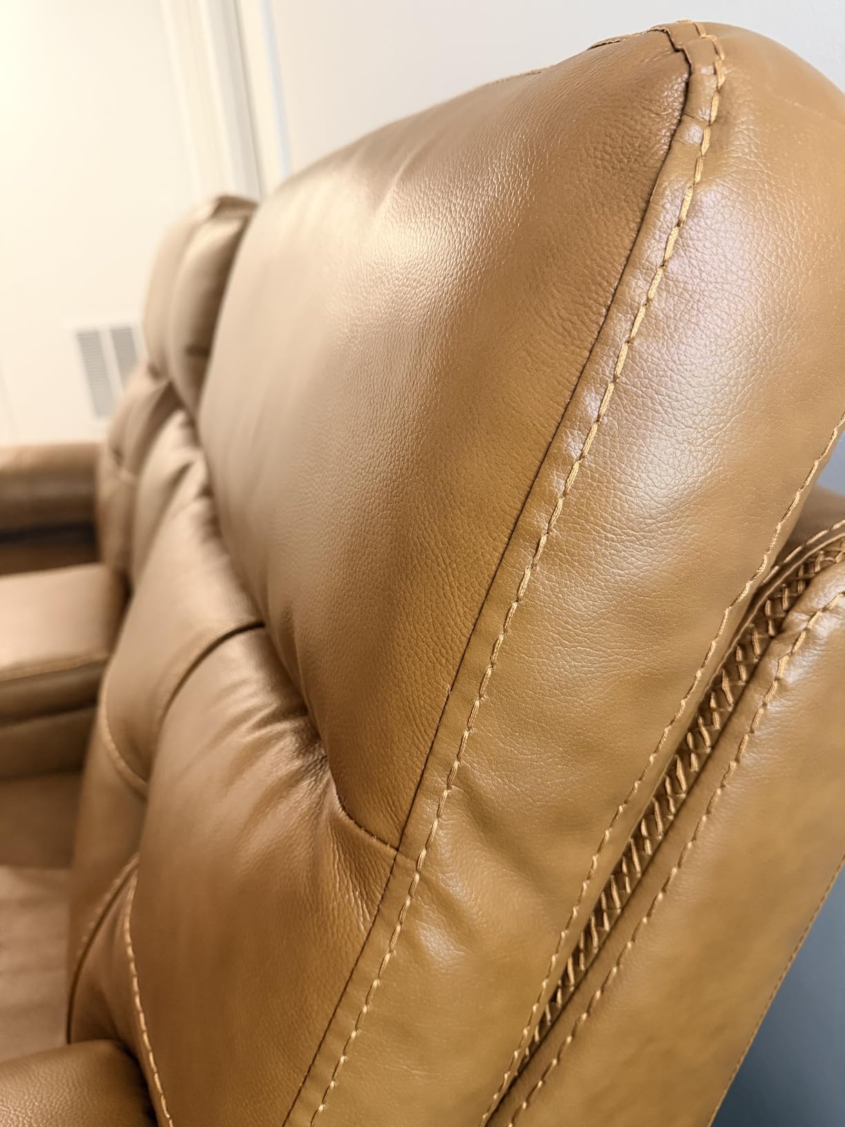 CANMOV Genuine Leather Power Recliner Sofa Set, Two Power Recliner Chair and Sofa Set, 3 Pieces Leather Couch with Hidden Cup Holders, USB Ports, for Living Room, Brown customer photo 1