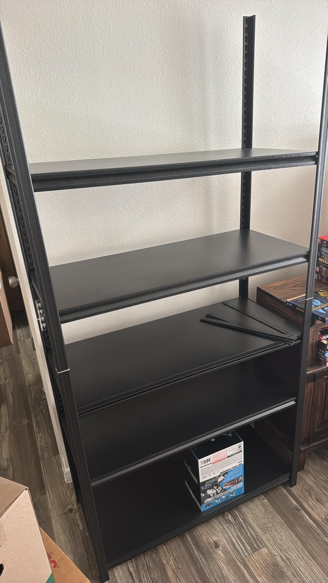 5 Tier Metal Book Shelf, Adjustable Tall Bookcase with Anti-Drop Fence | 72