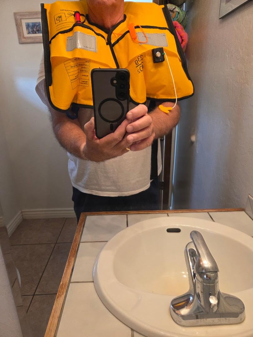 Rrtizan Inflatable Life Jacket for Adults, Automatic/Manual, 150N Buoyancy PFD, 80-300lbs, for Fishing Kayaking Paddle Boarding customer photo 2