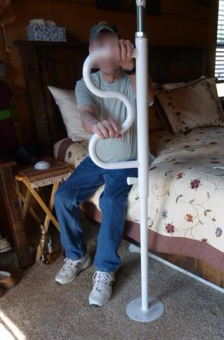 Stander Wonder Pole HD, Heavy Duty Security Pole and Curve Grab Bar, Tension Mounted Floor to Ceiling Transfer Pole for Seniors & Elderly Adults, Bariatric Bath Safety Assist Rail, Supports 400 lbs customer photo 1