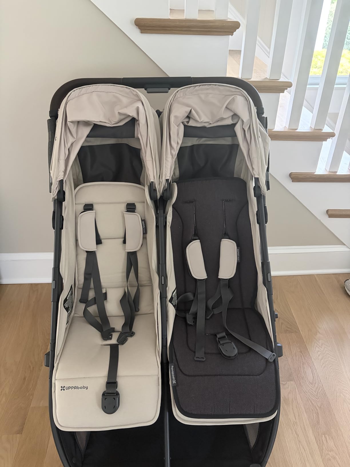 UPPAbaby Minu Duo Side-by-Side Double Stroller - Light & Compact - James | From-birth, side-by-side compact stroller that's small enough to fit through a standard doorway customer photo 1
