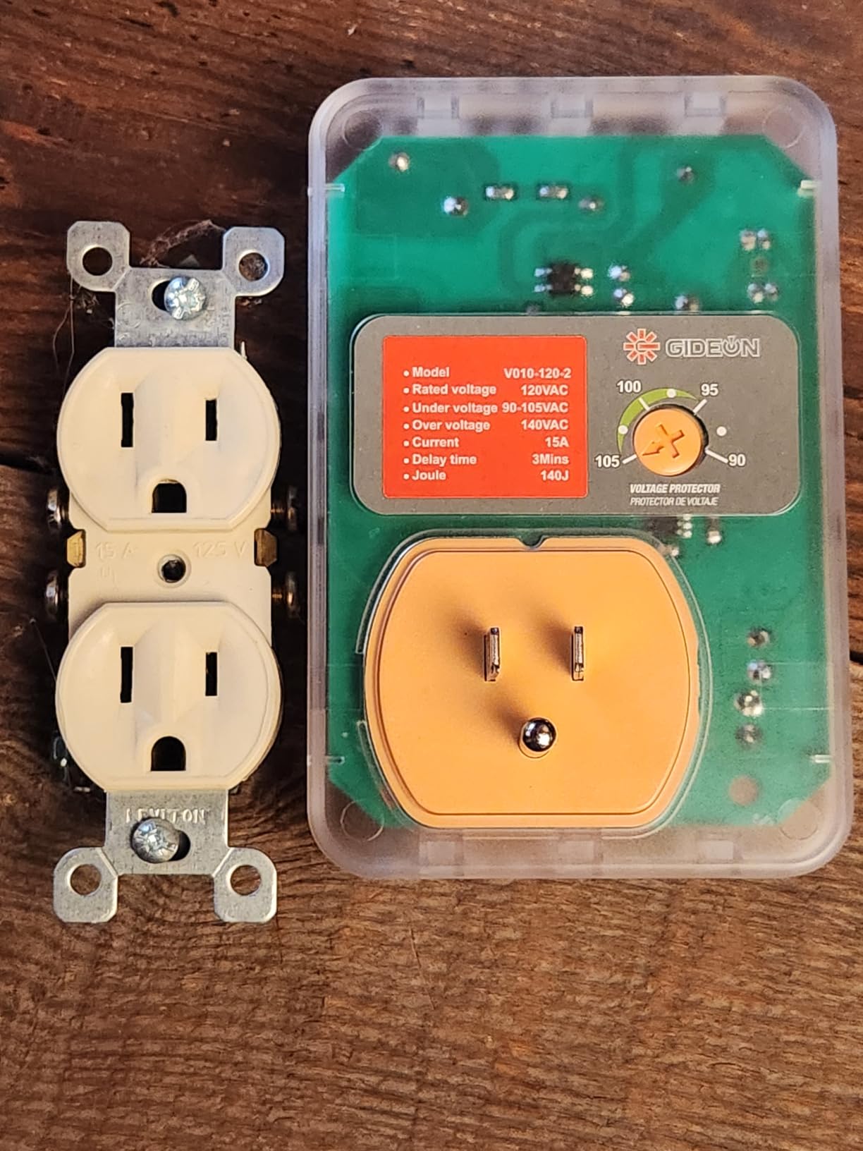 [ETL Listed] GIDEON Appliance Surge Protector, Single Outlet Voltage Protector for Refrigerator, Air Conditioner & Washing Machine, Adjustable Over & Under Voltage Protection, 120V, 15A, 1800W customer photo 2