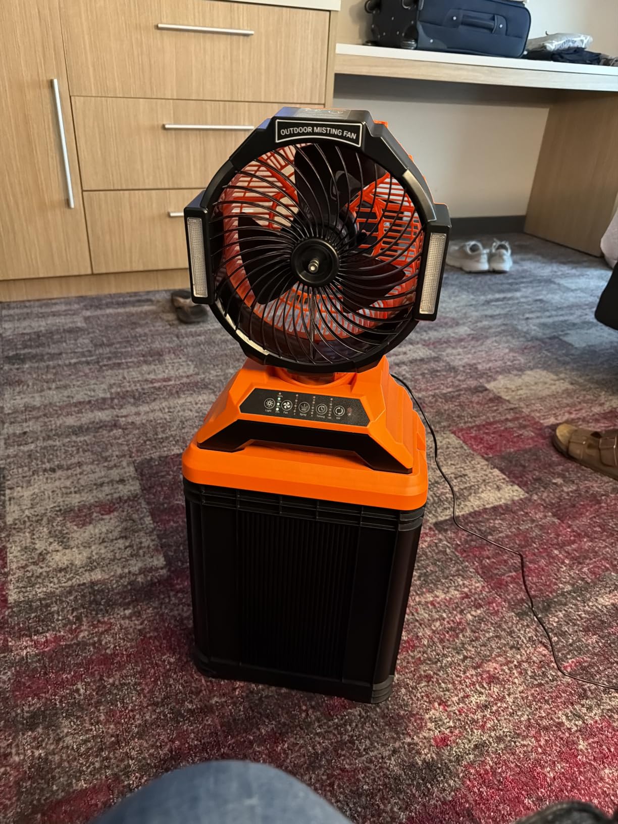 40000mAh Portable Misting Fan, 62H Max Runtime Rechargeable Mister Fan with 15L Bucket, Retractable Handle, Wide-Angle Oscillating Mist Fan for Outside Patios Golf Sports Camping Essentials customer photo 1