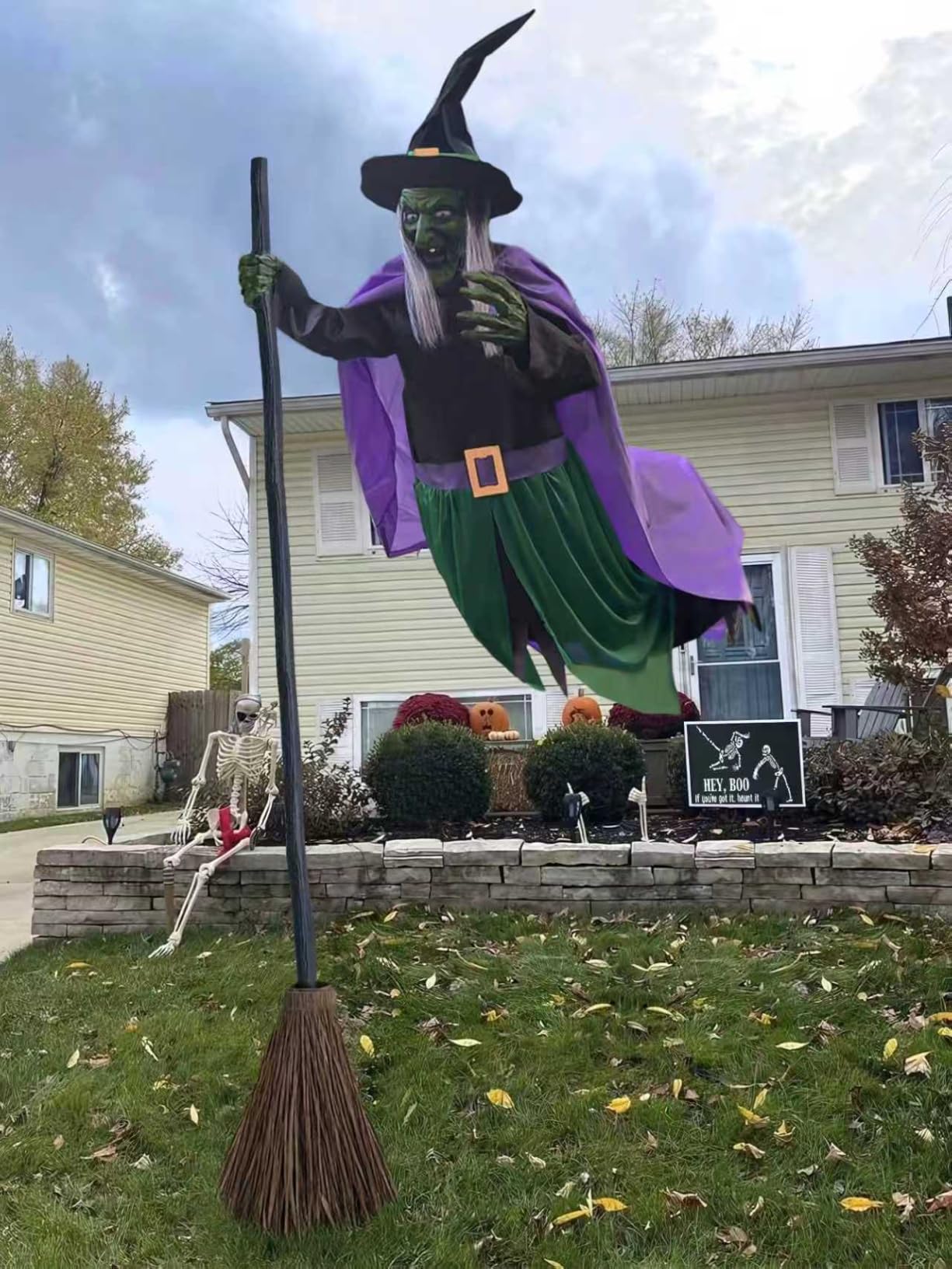 Halloween Decorations Outdoor - 11.5 Ft Animated Hovering Witch Animatronics - Sound & Touch Activated Sensor - Scary Decor Props for Home Outside Garden Yard Lawn Party Decoration customer photo 1