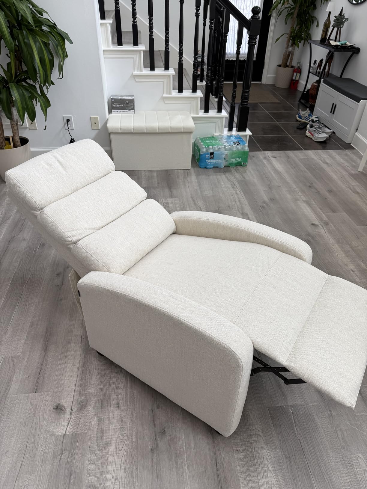 Furnimart Small Manual Recliner Chair for Compact Spaces, Overstuffed Chenille, Chunky Cushion, Comfortable Single Sofa Recliner for Adults, Ideal for Living Room, Bedroom, Home Theater, Gray customer photo 2