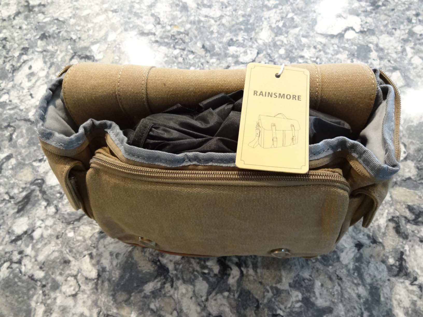 RAINSMORE Camera Sling Bag Canvas Crossbody Camera Case with Rain Cover customer photo 2