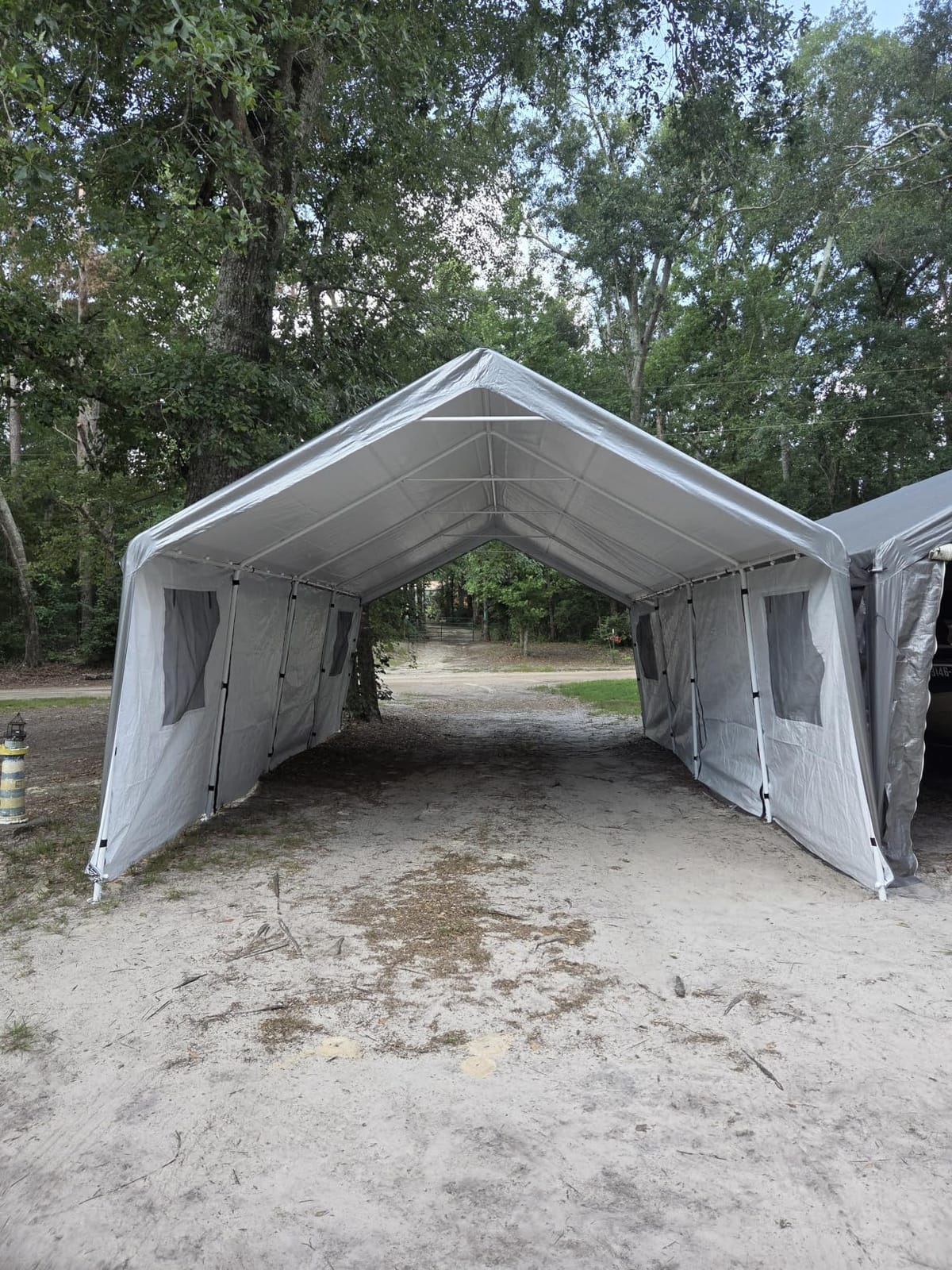 20x20 Heavy Duty Carport Canopy, Drive Through Portable Garage | Roll-Up Windows and Doors, Removable Sidewalls, Side Doors customer photo 2