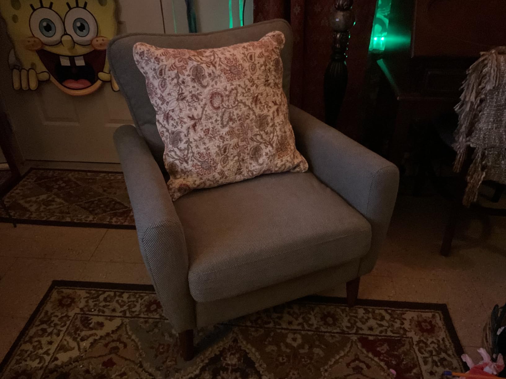 OLIXIS Comfy Accent Chair for Living Room Bedroom and Waiting Room | Upholstered Mid-Century Reading Chair with Pillow and Solid Wood Legs, Wide Singe Modern Lounge Sofa, Cream Beige customer photo 1