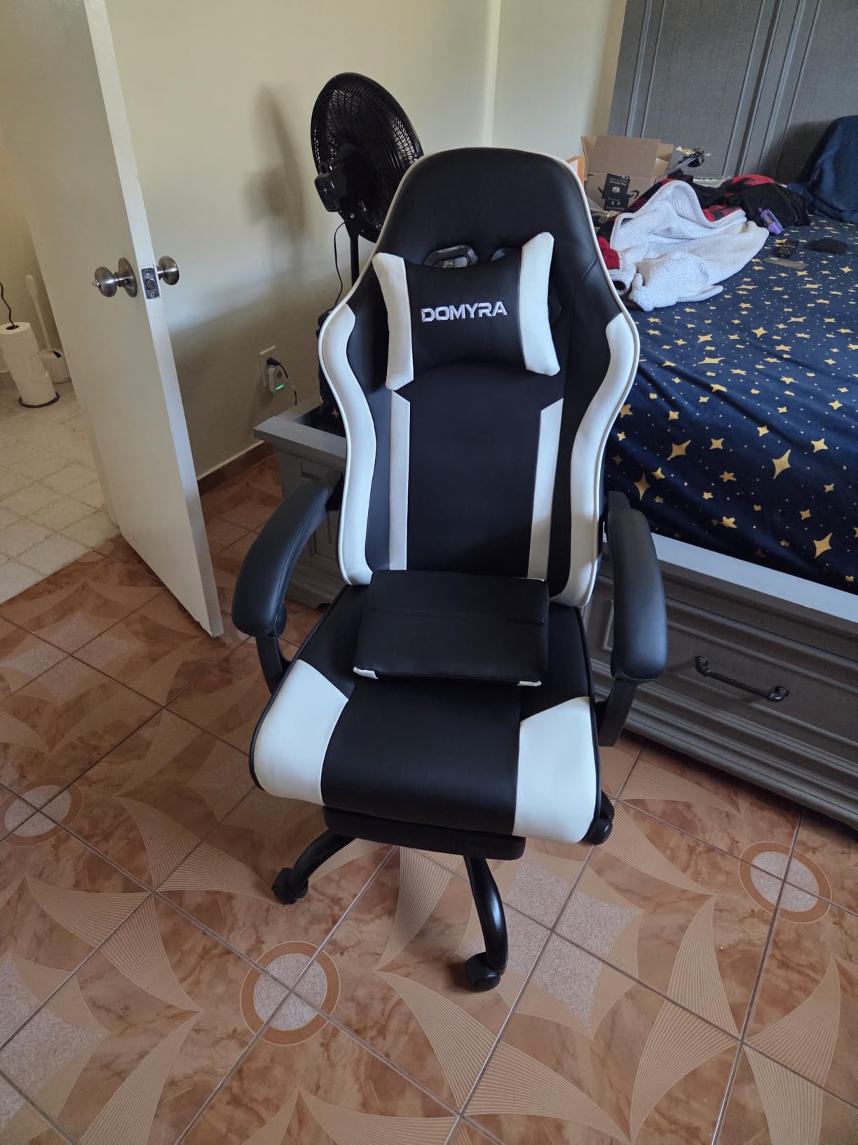 Gaming Chair Gamer Game Ergonomic with Footstool Lumbar Support Deep Black customer photo 2