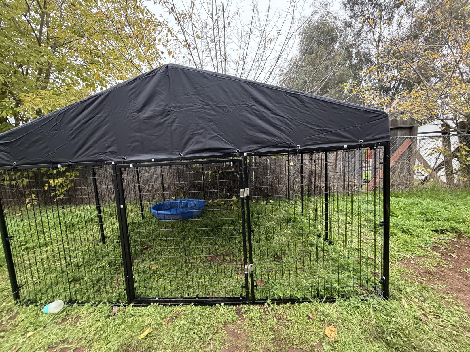 Large Outdoor Dog Enclosure,Heavy Duty Dog Kennel with Roof,Galvanized Steel Dog Cage Fence with Double Safety Locks(6.56'x 6.56') customer photo 2