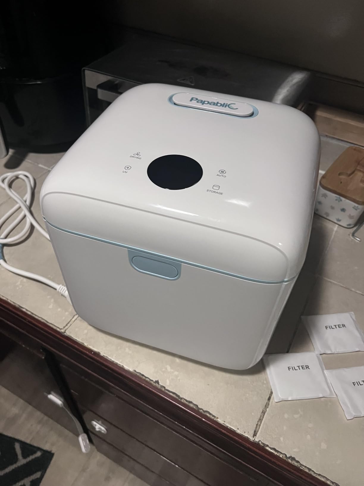 Papablic 4-in-1 UV Light Sanitizer, Dryer and Storage Box | 10L Countertop Sanitizer | Dual UV-C Lamps | 360° Coverage | Touch Controls | For Baby Essentials & Family Items customer photo 2