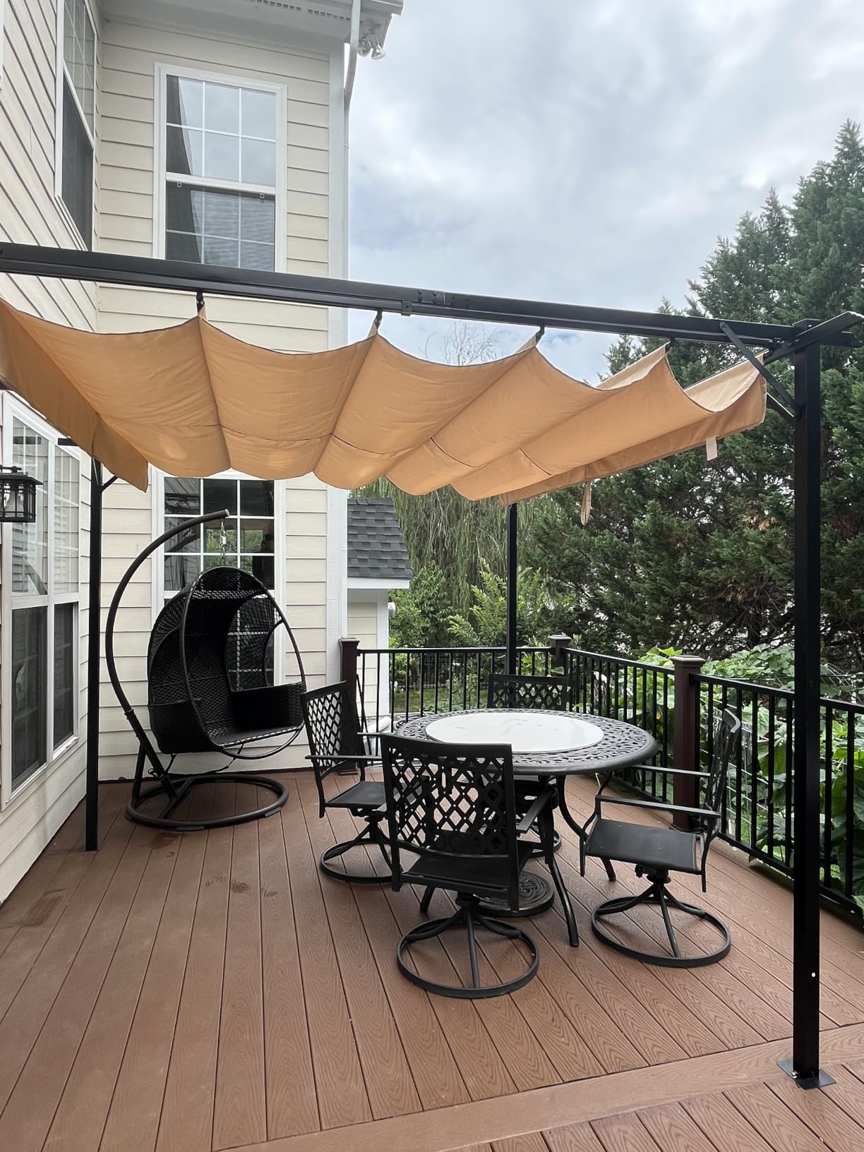 Aoxun 10'x10' Outdoor Pergola, Patio Pergola with Upgraded Retractable Canopy, Heavy Duty Metal Pergolas and Gazebos with Adjustable Sun Shade Cover for Modern Backyard, Deck, Garden customer photo 2