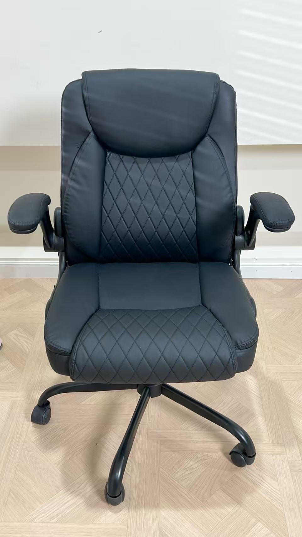 GTPOFFICE Executive Office Chair with Comfortable Lumbar Support, Ergonomic Gaming Chair with Flip-up Armrests & Zoned Pressure-Relief Cushion, Comfy PU Leather Desk Chair, Brown customer photo 1