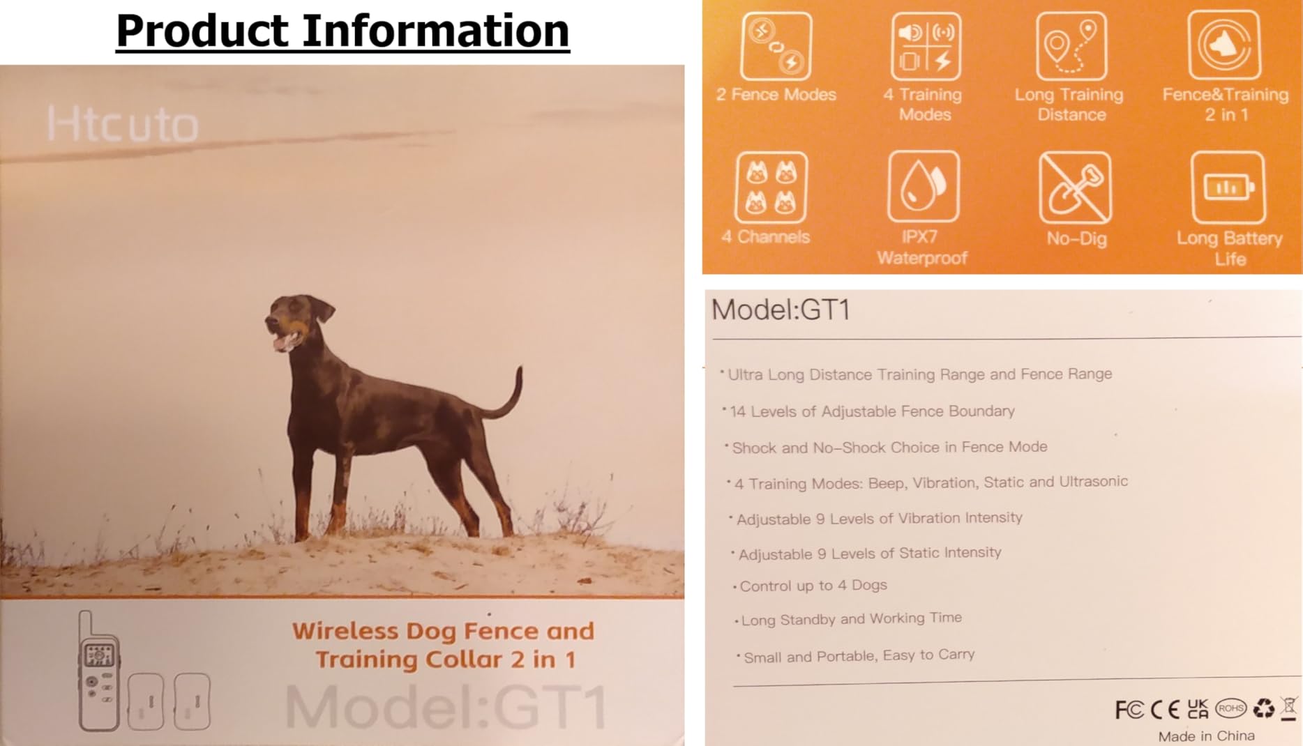 Htcuto Wireless Dog Fence System for 2 Dogs Electric Dog Fence | 2-in-1 Pet Containment System & Remote Dog Training Collar, 25-3500FT Adjustable Boundary for Small, Medium & Large Dogs customer photo 2
