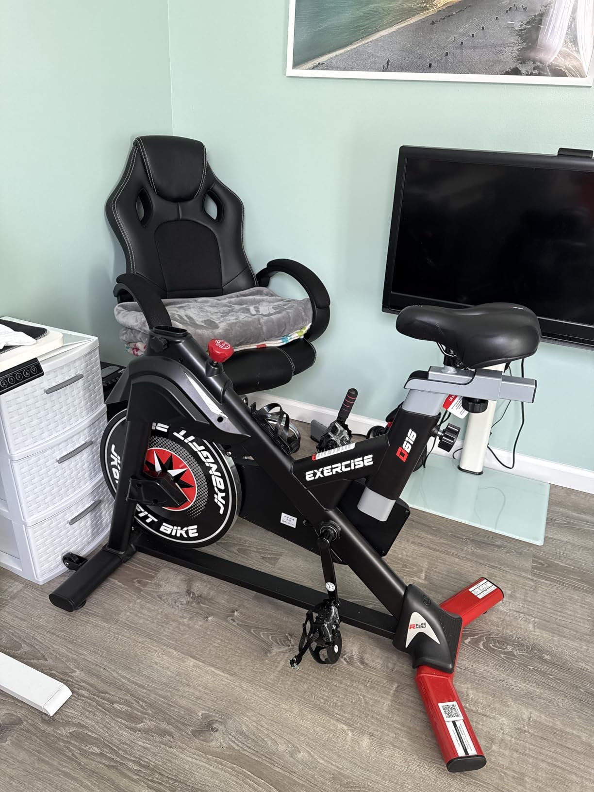 pooboo Magnetic Exercise Bike, Indoor Stationary Bicycle for Home with App customer photo 2