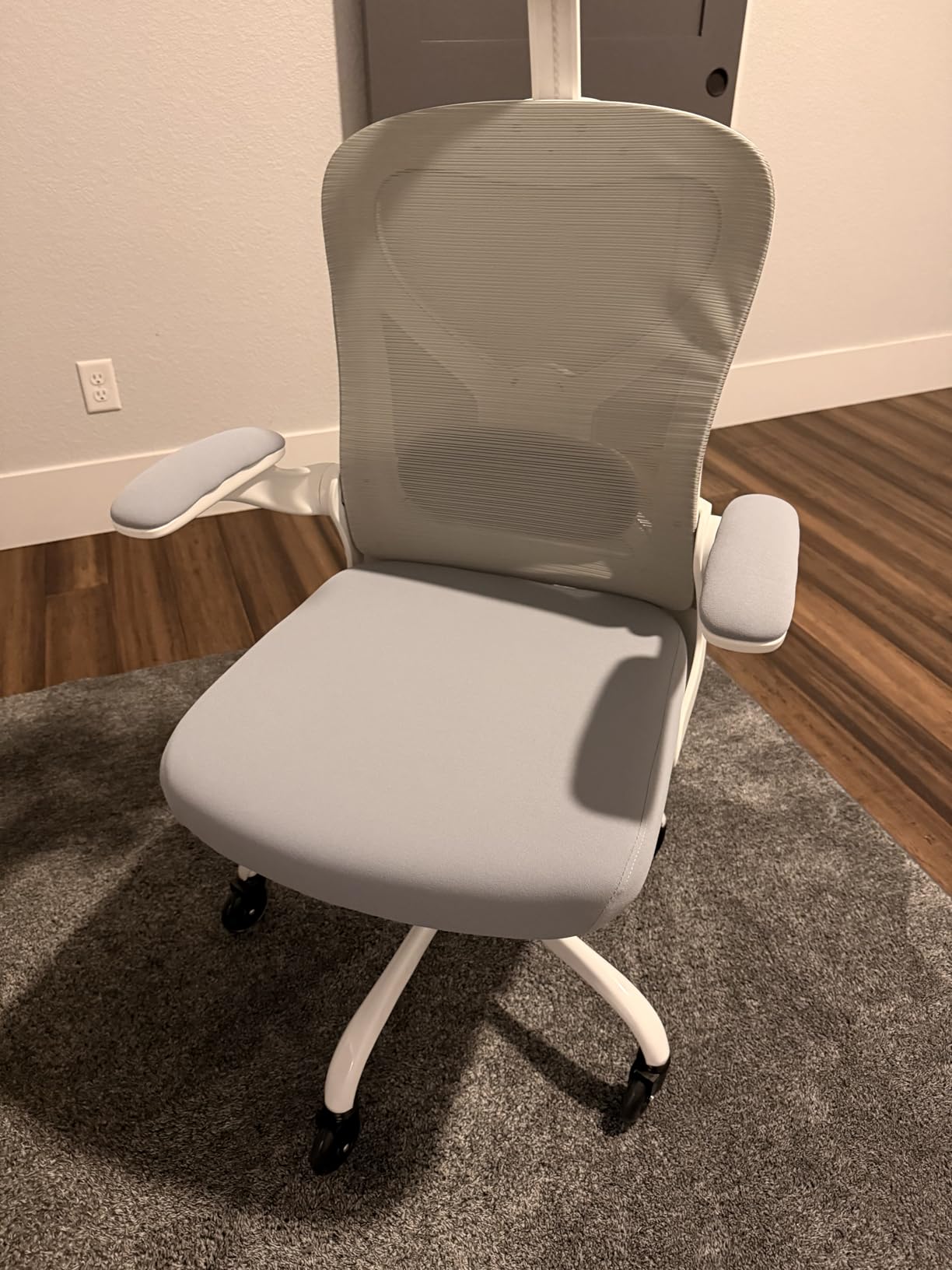 Home Office Desk Chairs, Ergonomic Office Chair with Lumbar Support & 3D Headrest, Computer Desk Chair with Flip-up Armrests, Perfect for Office or Study, Black/Silver customer photo 1