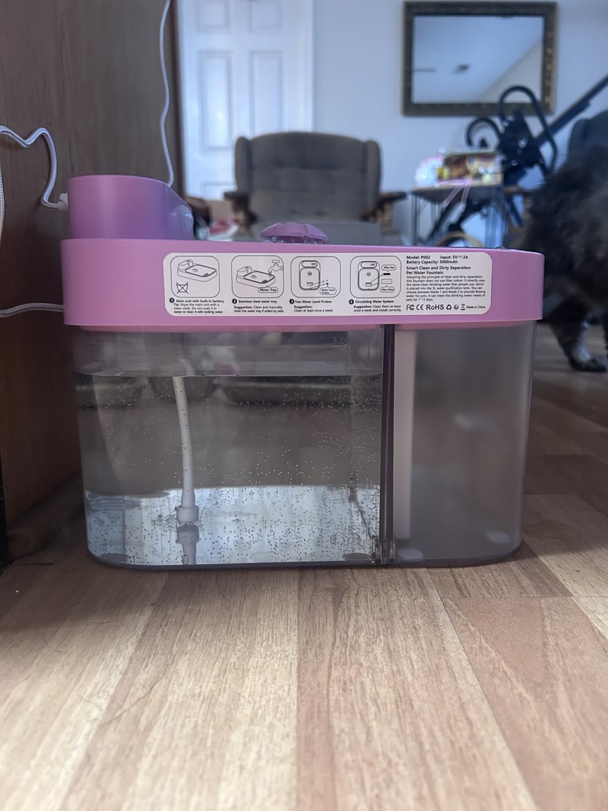 2026 Latest Cat Water Fountain, No Filter Cotton, App Monitoring Wastewater Separation Wireless Pet Fountain, 5000mAh Battery & Plug-in, 3L/101oz Water Dispenser for Cats Indoor, 2.4G Wi-Fi customer photo 2