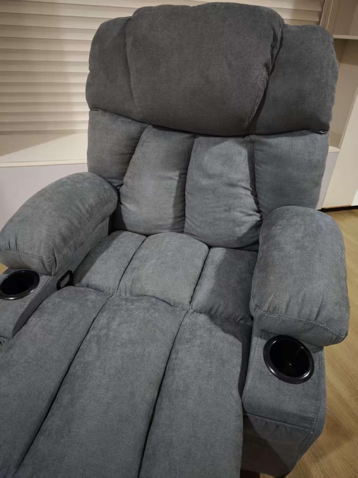 Massage Rocker Recliner Chair for Living Room, Vibration Massage Heat, Grey | USB Charge Port, 4 Pockets, 2 Cup Holders, Ergonomic Comfy Recliners, Sofa Chair, Reading & Bedroom Chair customer photo 1