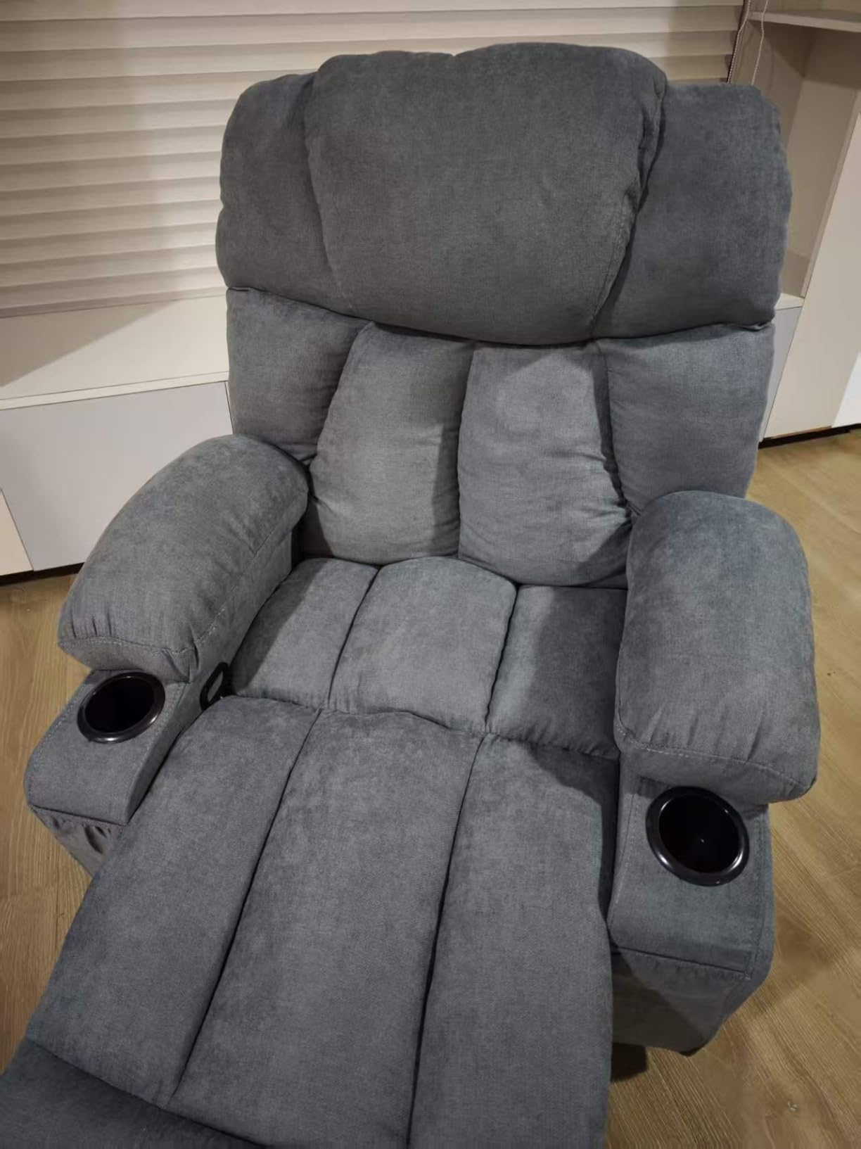 Massage Rocker Recliner Chair for Living Room, Vibration Massage Heat, Grey | USB Charge Port, 4 Pockets, 2 Cup Holders, Ergonomic Comfy Recliners, Sofa Chair, Reading & Bedroom Chair customer photo 2
