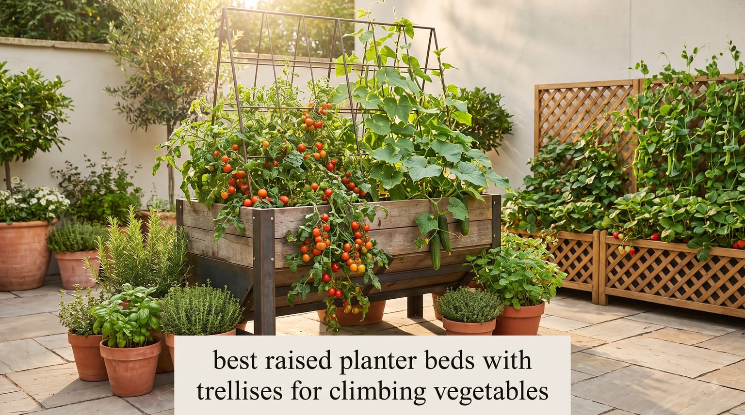 best raised planter beds with trellises for climbing vegetables