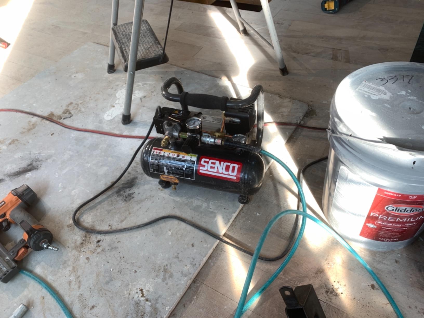 SENCO Air Compressor 1/2-Horsepower, 1-Gallon, 20 lbs. (PC1010) | Compact, lightweight, easy to carry hot dog compressor for home and garage projects, powerful for trim and cabinet finish customer photo 1
