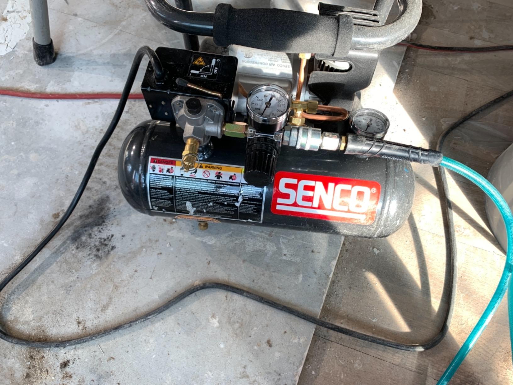 SENCO Air Compressor 1/2-Horsepower, 1-Gallon, 20 lbs. (PC1010) | Compact, lightweight, easy to carry hot dog compressor for home and garage projects, powerful for trim and cabinet finish customer photo 2