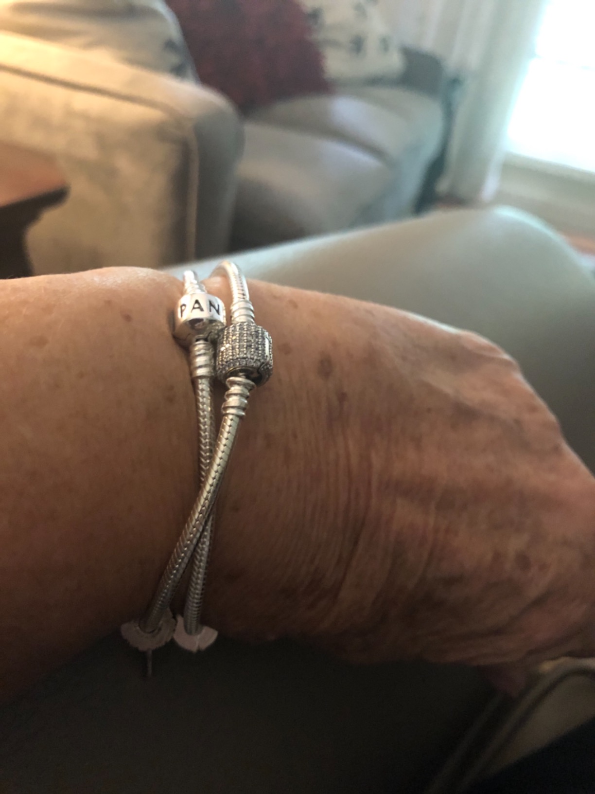 PANDORA Moments Barrel Clasp Snake Chain Bracelet 8.3