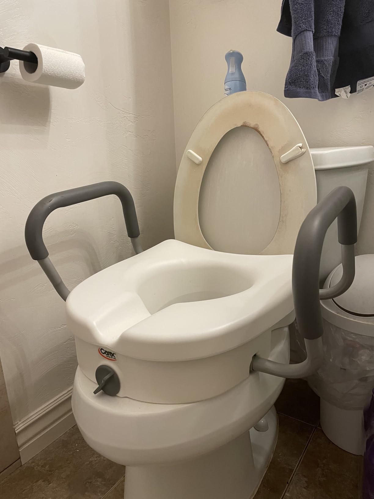Carex E-Z Lock Raised Toilet Seat With Handles, 5