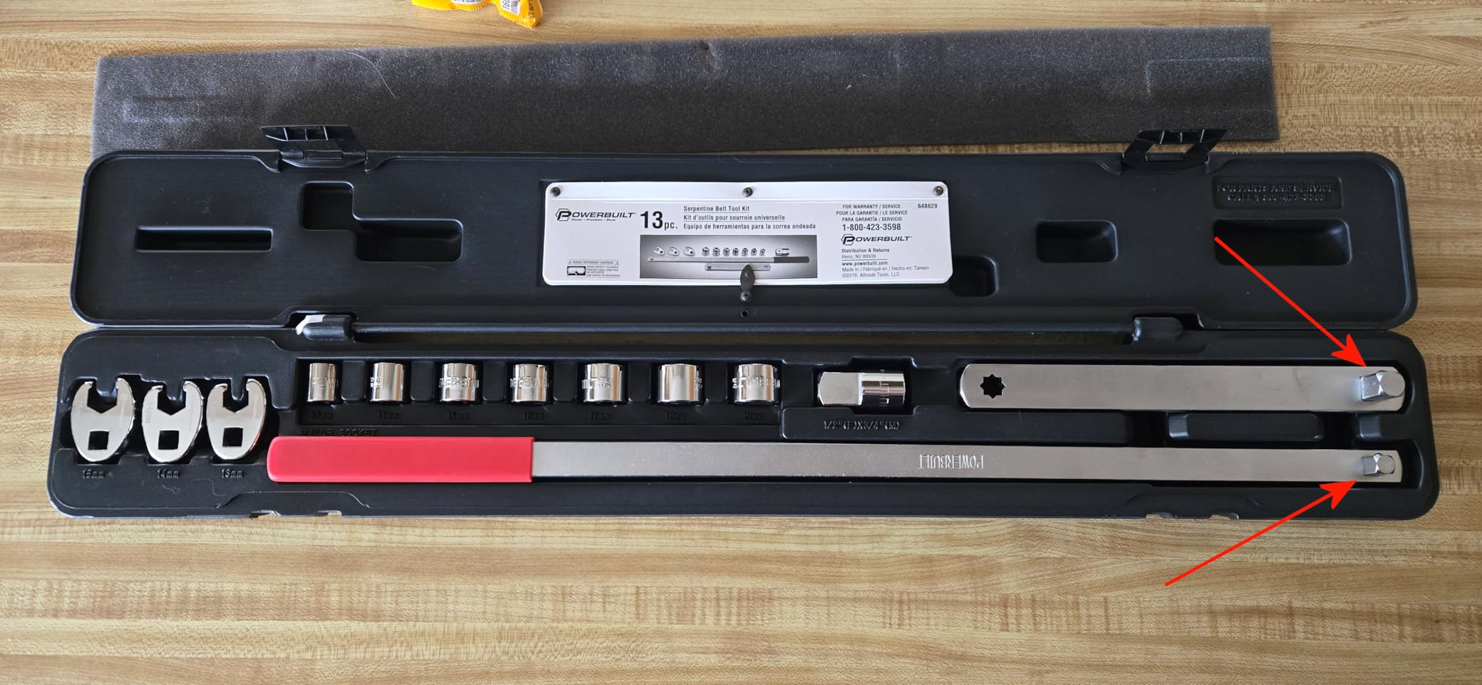 Powerbuilt Serpentine Belt Tool Set, Remove and Install Car Vehicle Serpentine Belts, for Spring-Loaded, Accessories and Storage Case Included - 648629, Silver customer photo 1