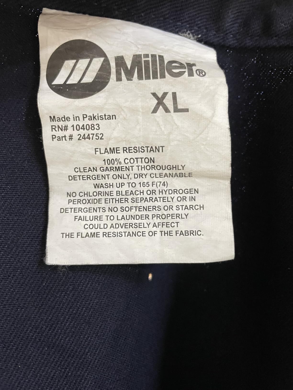Miller Classic Cloth Welding Jacket, 9oz Navy Cotton, XL, Flame Resistant customer photo 2