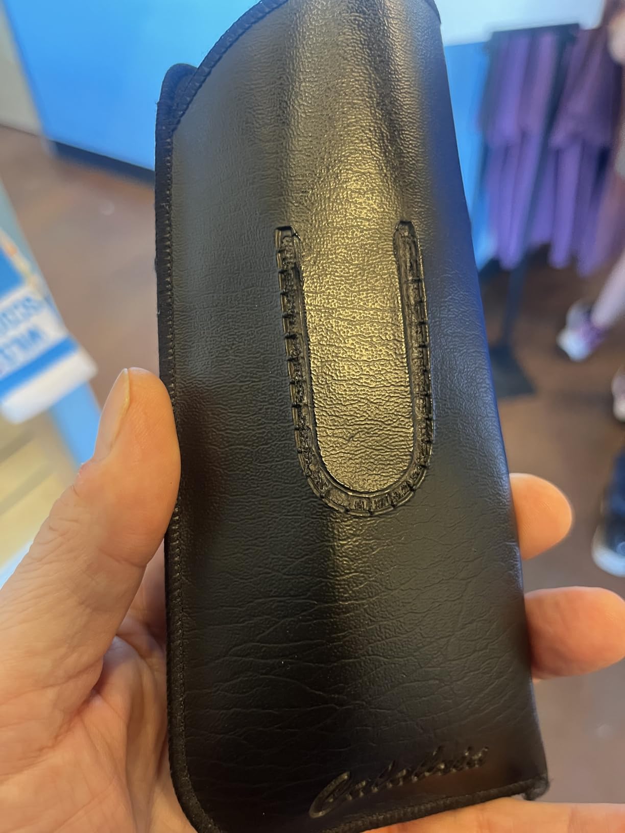 Calabria Slim Faux Leather Eyeglass Case Soft Slip-In Design [Black with Clip - 1 Pack] customer photo 2