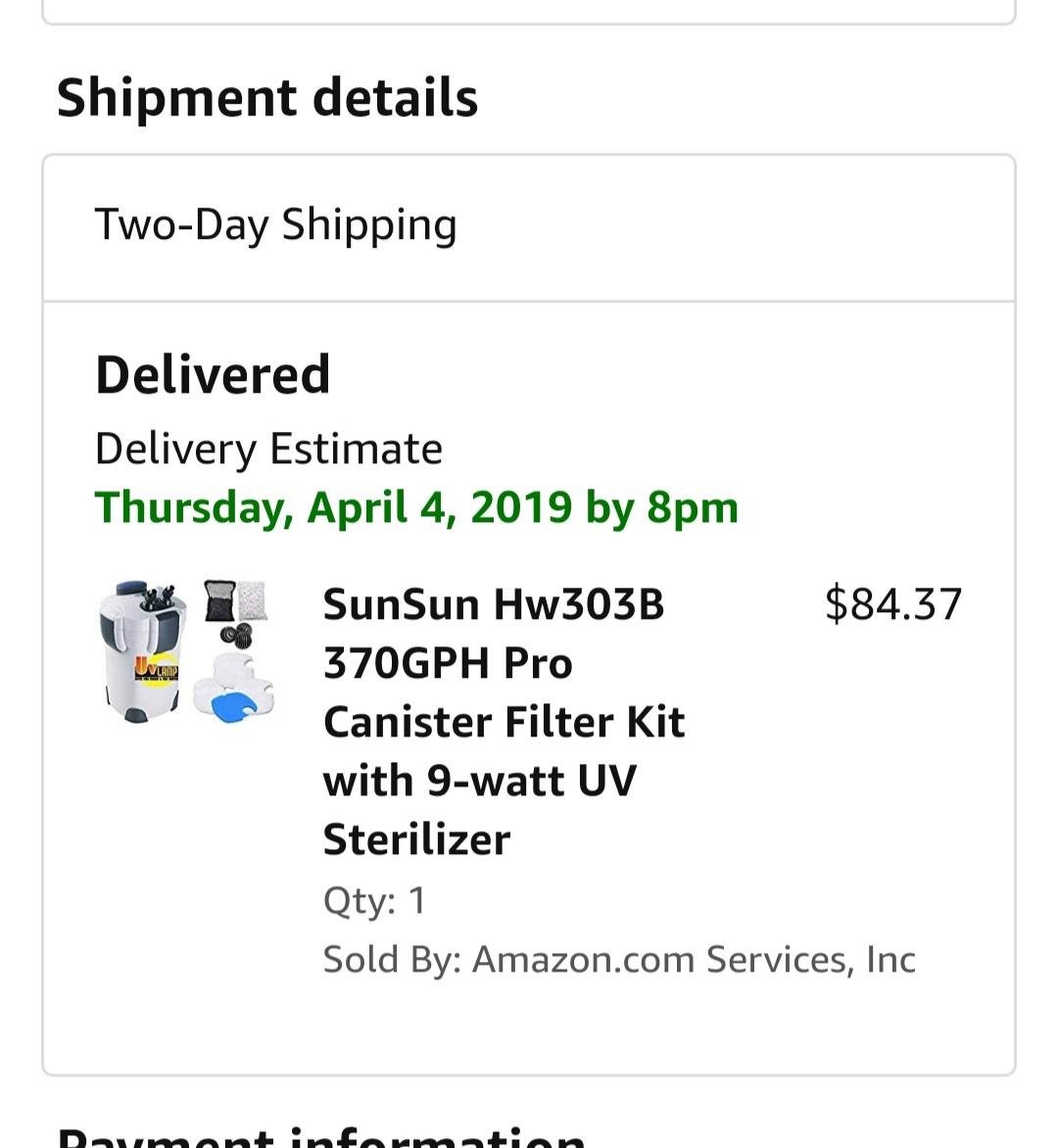 SunSun Hw303B 370GPH Pro Canister Filter Kit with 9-watt UV Sterilizer customer photo 1