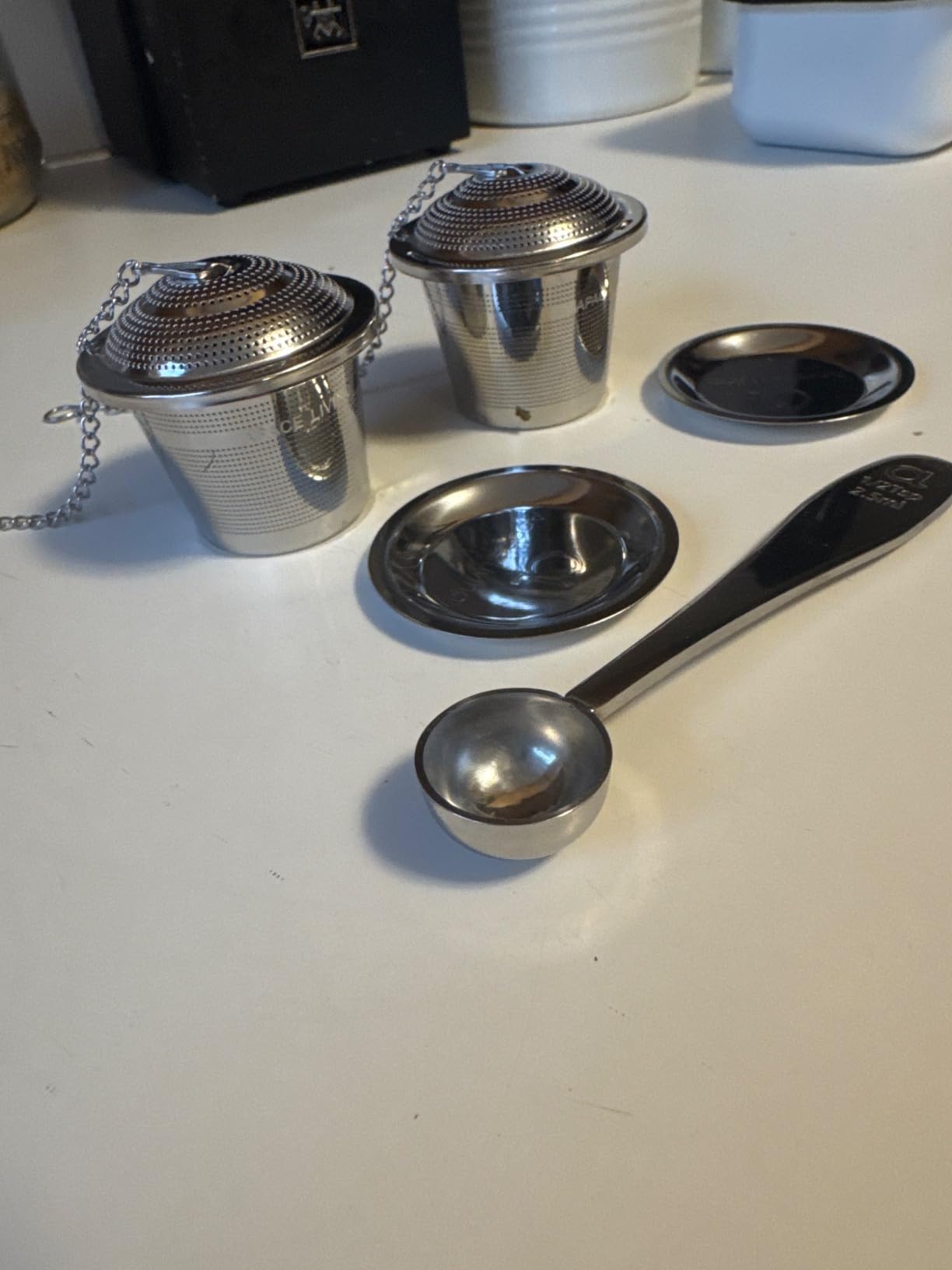 Tea Infuser Set of 2 with Tea Scoop & Drip Trays, Loose Leaf Tea Strainer | 304 Stainless Steel Ultra Fine Mesh Reusable Tea Steeper Basket for Rooibos, Green, Black & Oolong Tea, Fits Most Mugs & Cups customer photo 2