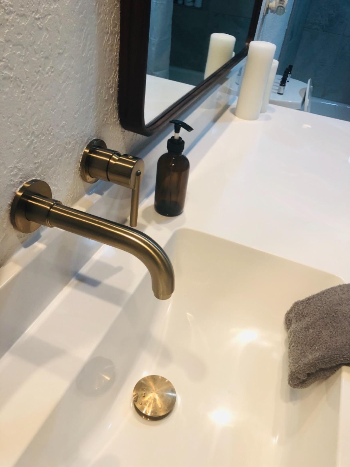 Delta Trinsic Wall Mount Bathroom Faucet 2 Hole, Brushed Gold Bathroom Sink Faucet for Vanity, Champagne Bronze T3559LF-CZWL customer photo 1