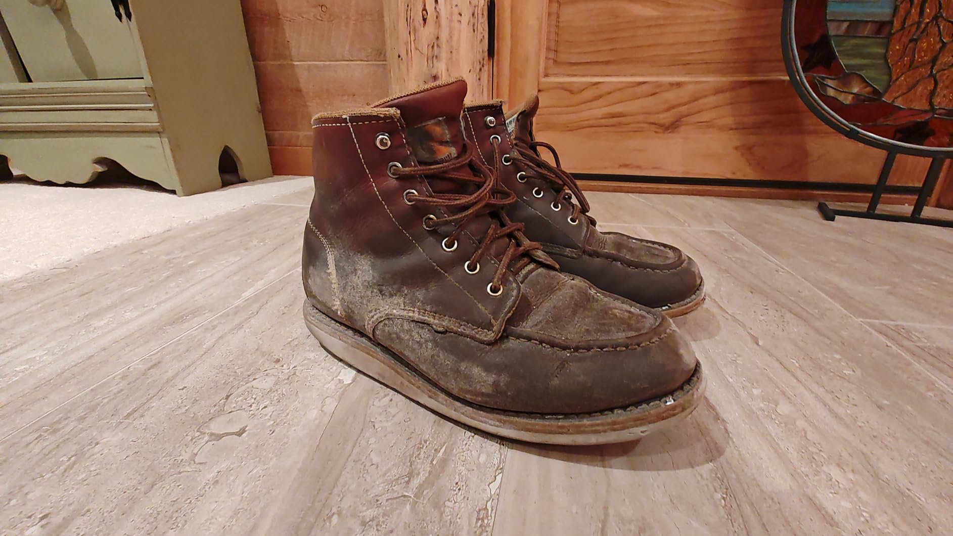 Carhartt Men's 6” Moc Toe Waterproof Work Boots - Oil-Tanned Leather Boots with FastDry Lining, Dual-Density Rubber Wedge Traction Outsole, EH Rated customer photo 2