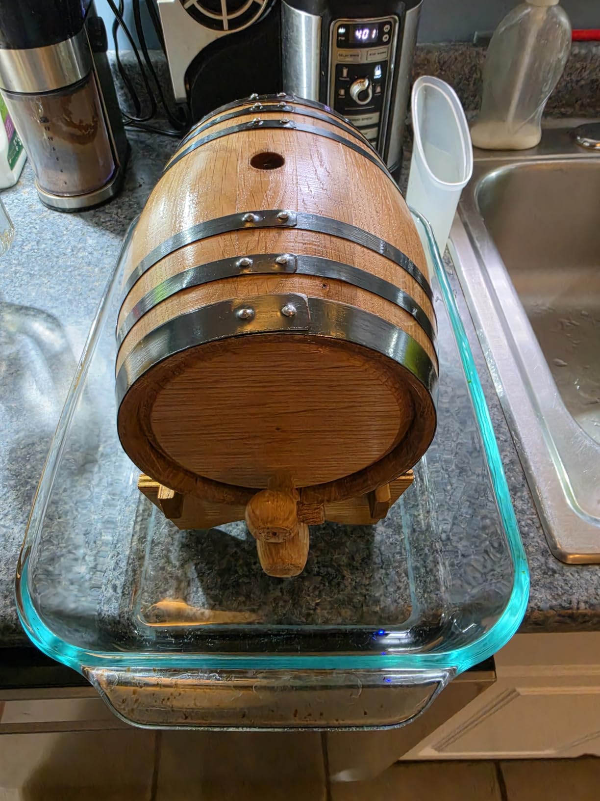 2 Liter American Charred Oak Aging Barrel, Mini Whiskey Barrel Keg | Wood Stand, Bung & Spigot, Aging Bourbon, Tequila, Rum, Wine & Cocktails, Home Alcohol Distiller & Winemaker Crafting Kit customer photo 2