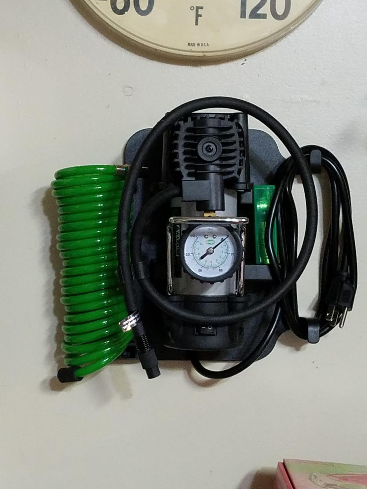 Slime 40045 Home Tire Inflator, Wall Mounted 120V, SUV, 4x4 Air Compressor, Heavy Duty, 2X Pro Power, with Analog 100 psi Dial Gauge, Long Hose and LED Light, 4 min Inflation customer photo 2