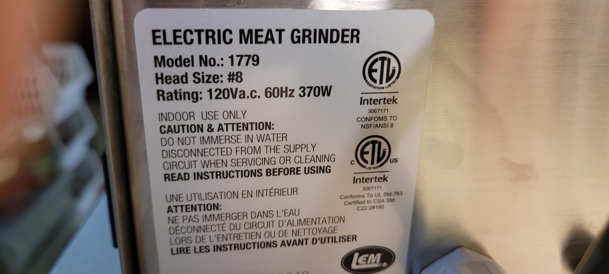 LEM Products BigBite #22 Meat Grinder, 1.0 HP Commercial-Quality Stainless Steel Electric Meat Grinder for Home Use, Heavy-Duty Food Processor for Grinding, Sausage Stuffing, Cooking customer photo 2
