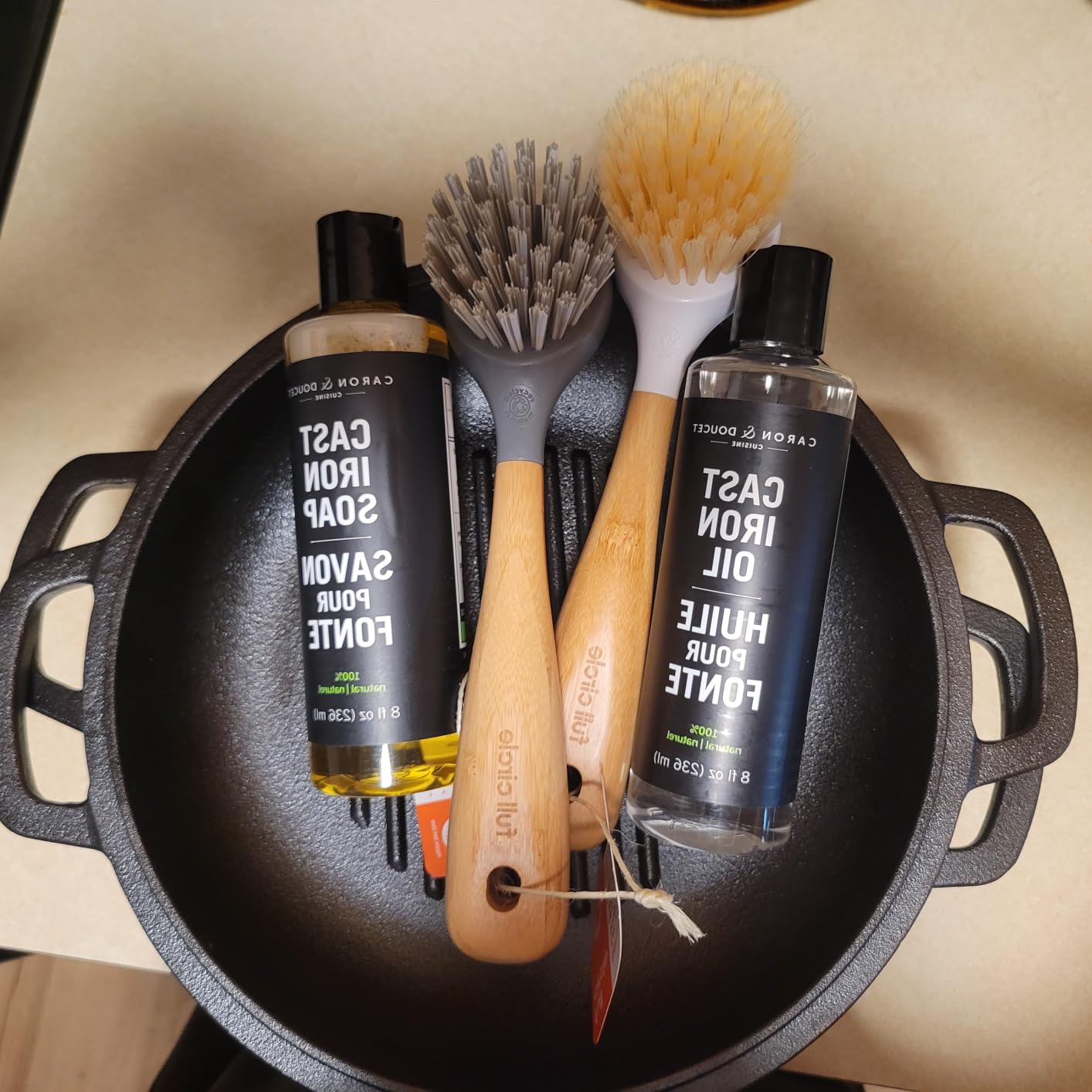 Full Circle Skillet Strong Cast Iron Bamboo Dish Brush and Scraper customer photo 2