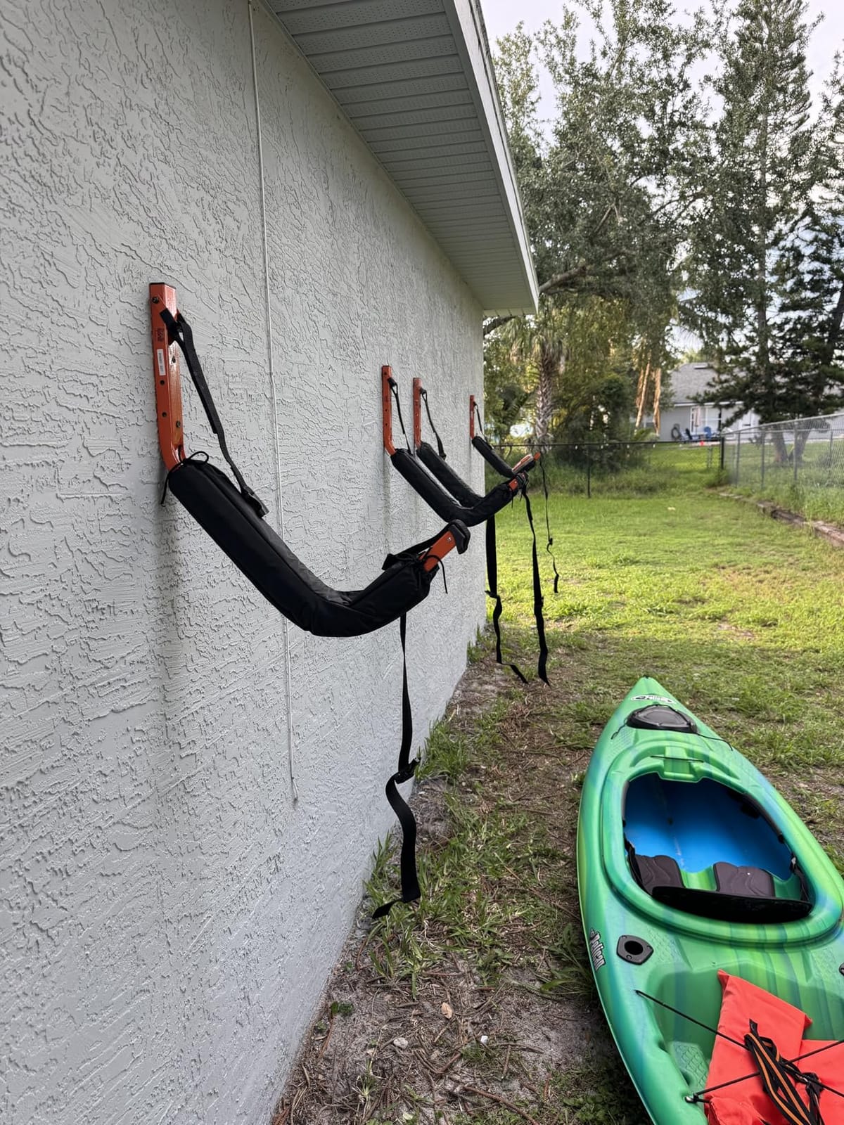 Kayak Storage Hooks - Set of 2 Wall Mount Garage Hangers - 125lbs Capacity Rack for Paddleboards, Surfboards, or Snowboards by Rad Sportz (Orange) customer photo 1