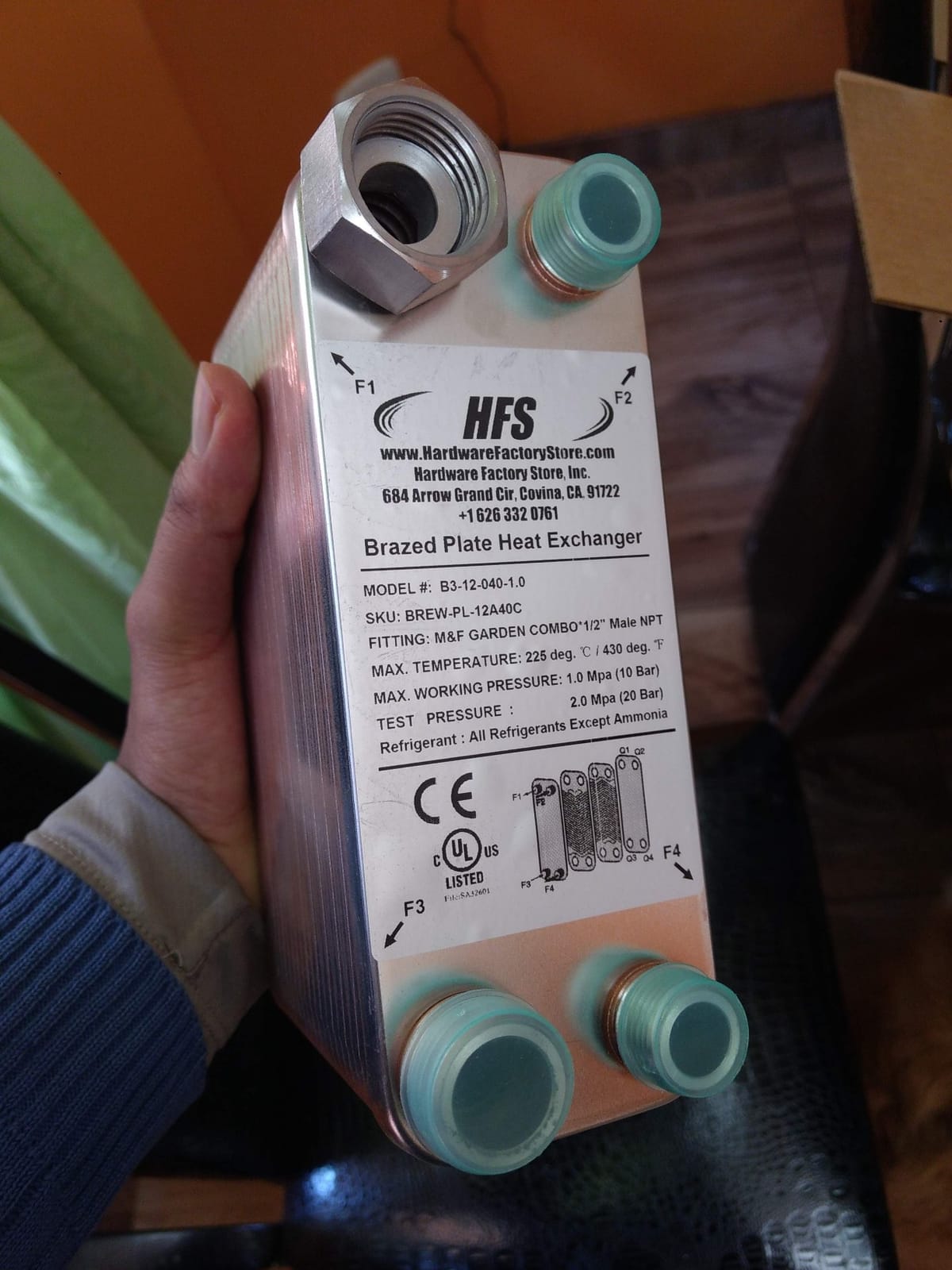 HFS(R) 40-Plate Stainless Steel 304 Homebrew Beer Wort Chiller Heat Exchanger, 7.5
