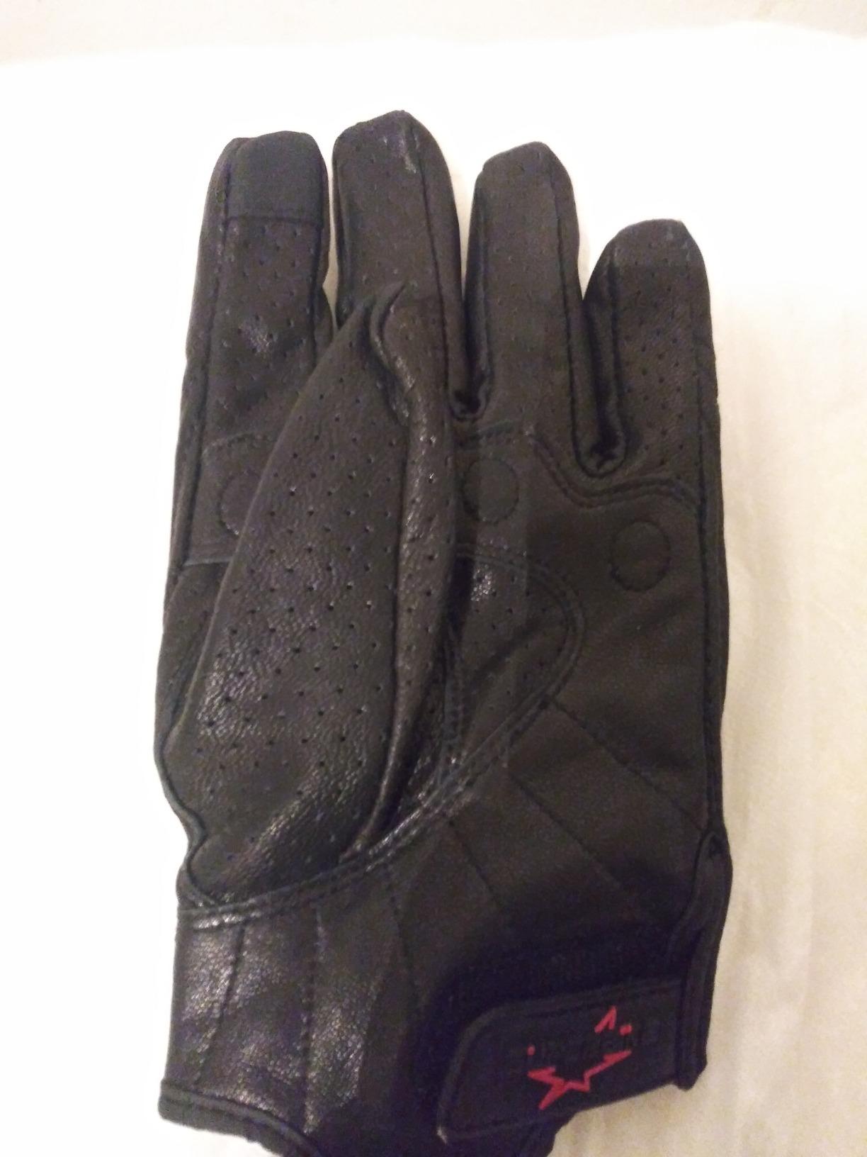 Men's Goatskin Leather Touchscreen Motorcycle Gloves Black, Perforated customer photo 2