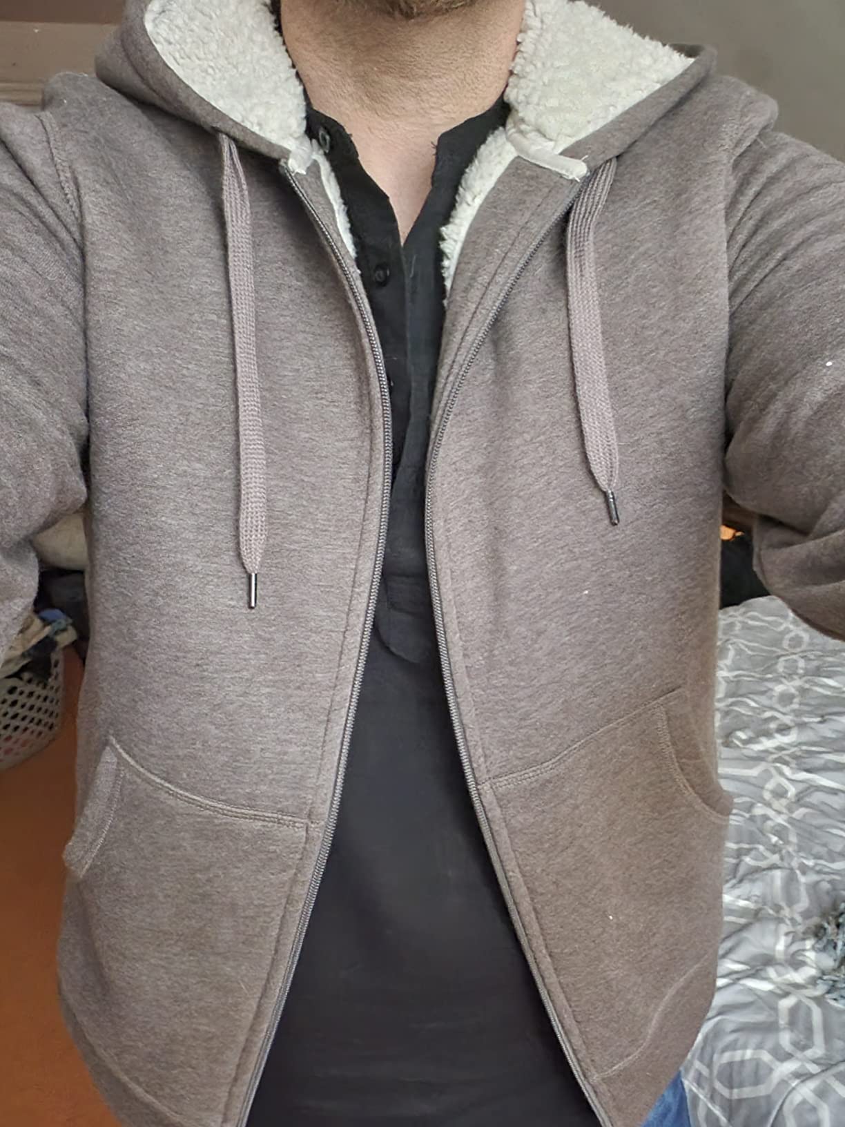 Amazon Essentials Men's Sherpa-Lined Full-Zip Fleece Hoodie Sweatshirt customer photo 1