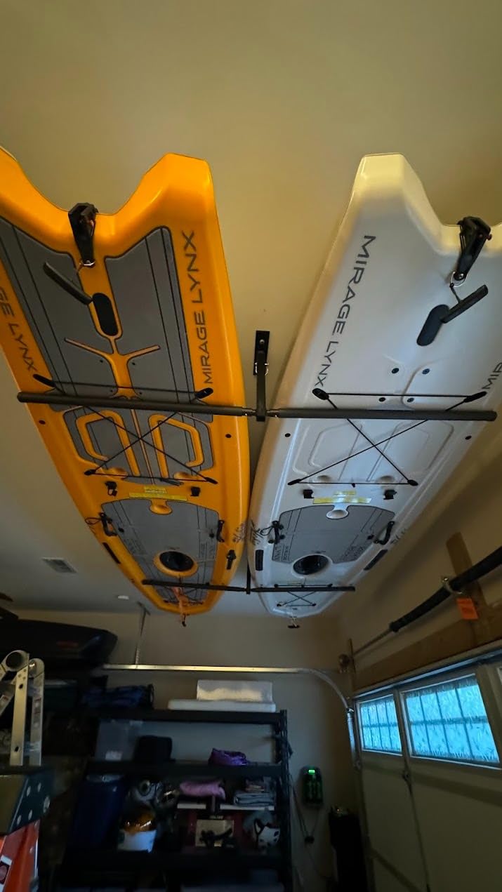 StoreYourBoard Adjustable Kayak Ceiling Rack - Hi Port 2 Garage Ceiling Kayak Hanger | Adjustable Overhead Kayak Storage for Recreational & Touring Kayaks | Garage Organization customer photo 2