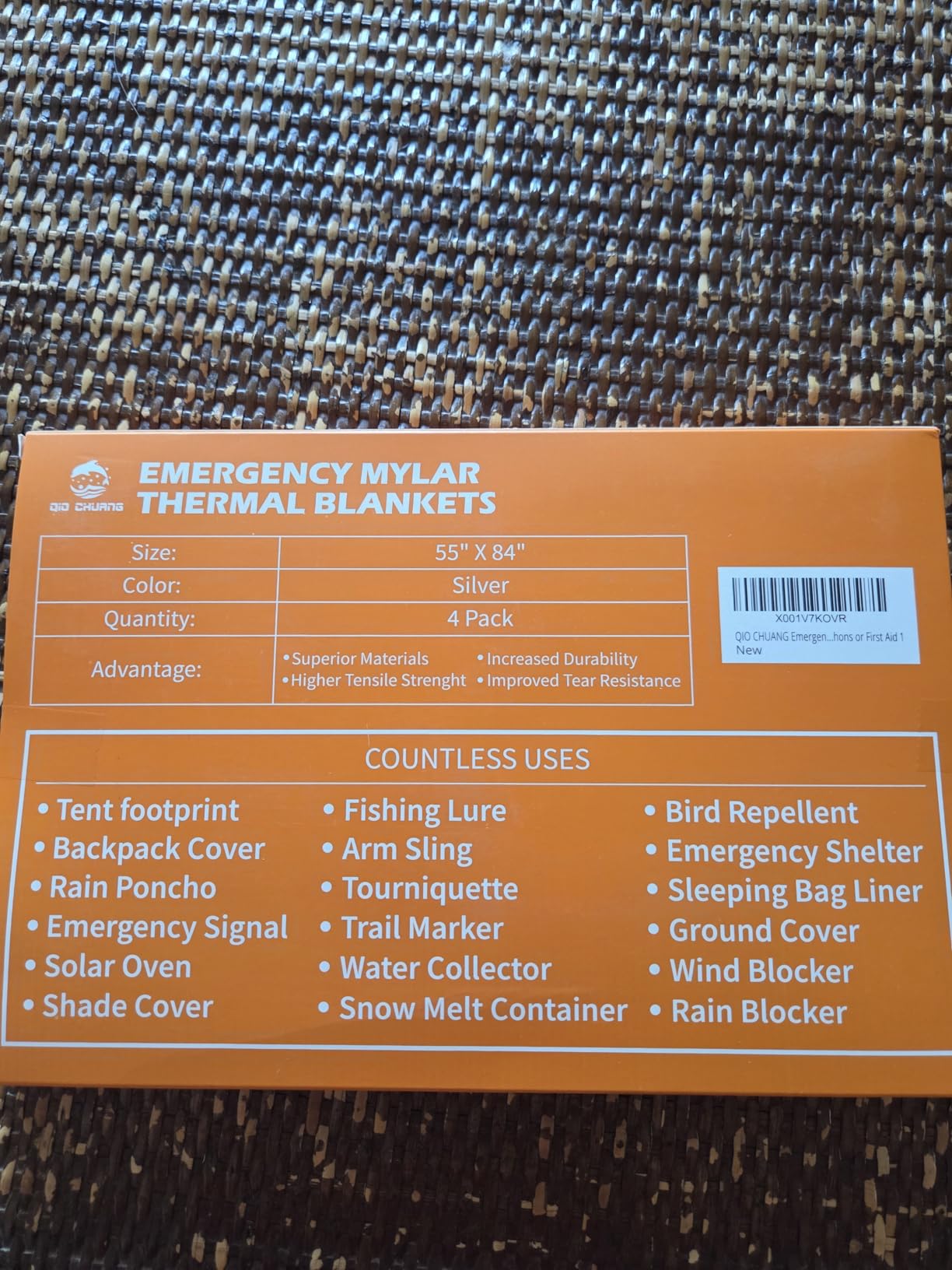 QIO CHUANG Emergency Mylar Thermal Blankets 4 Packs Survival Kit 84''x55'' customer photo 2