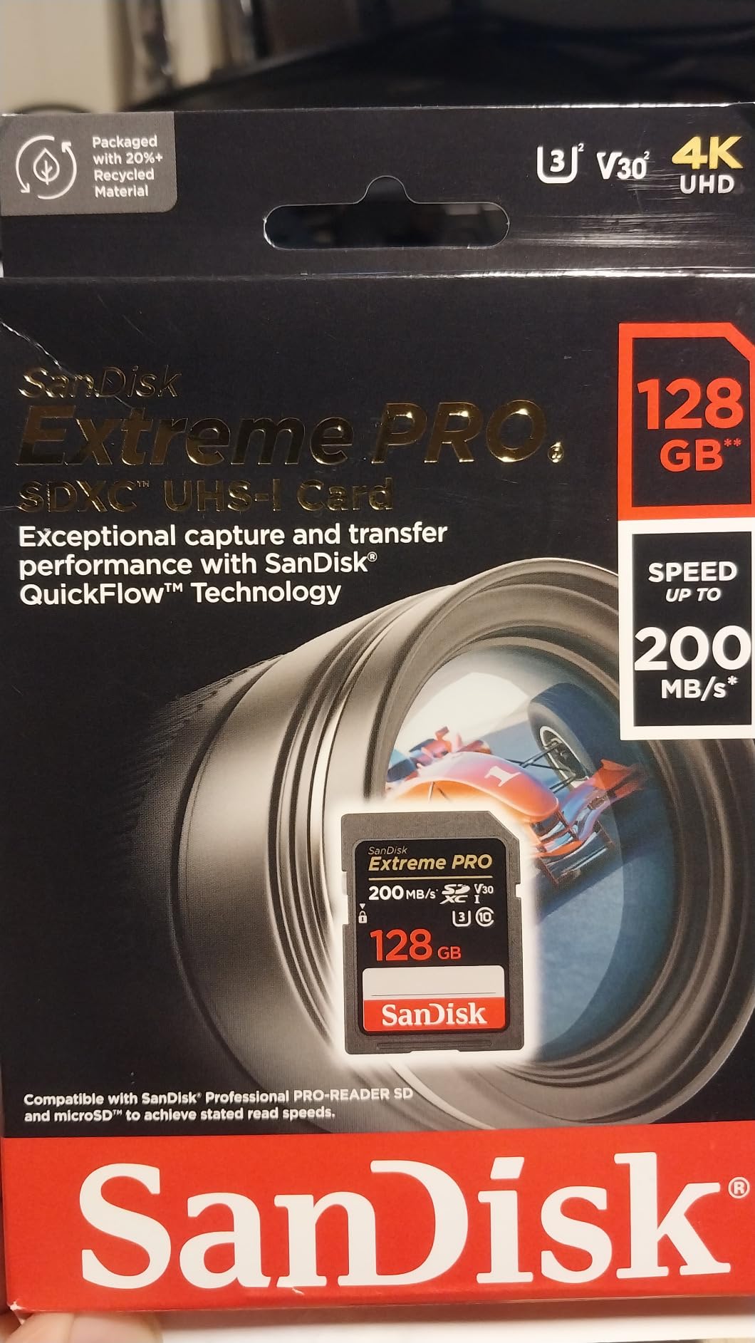 [Older Version] SanDisk 128GB Extreme PRO SDXC UHS-I Card - C10, U3, V30, 4K UHD, SD Card - SDSDXXY-128G-GN4IN customer photo 2