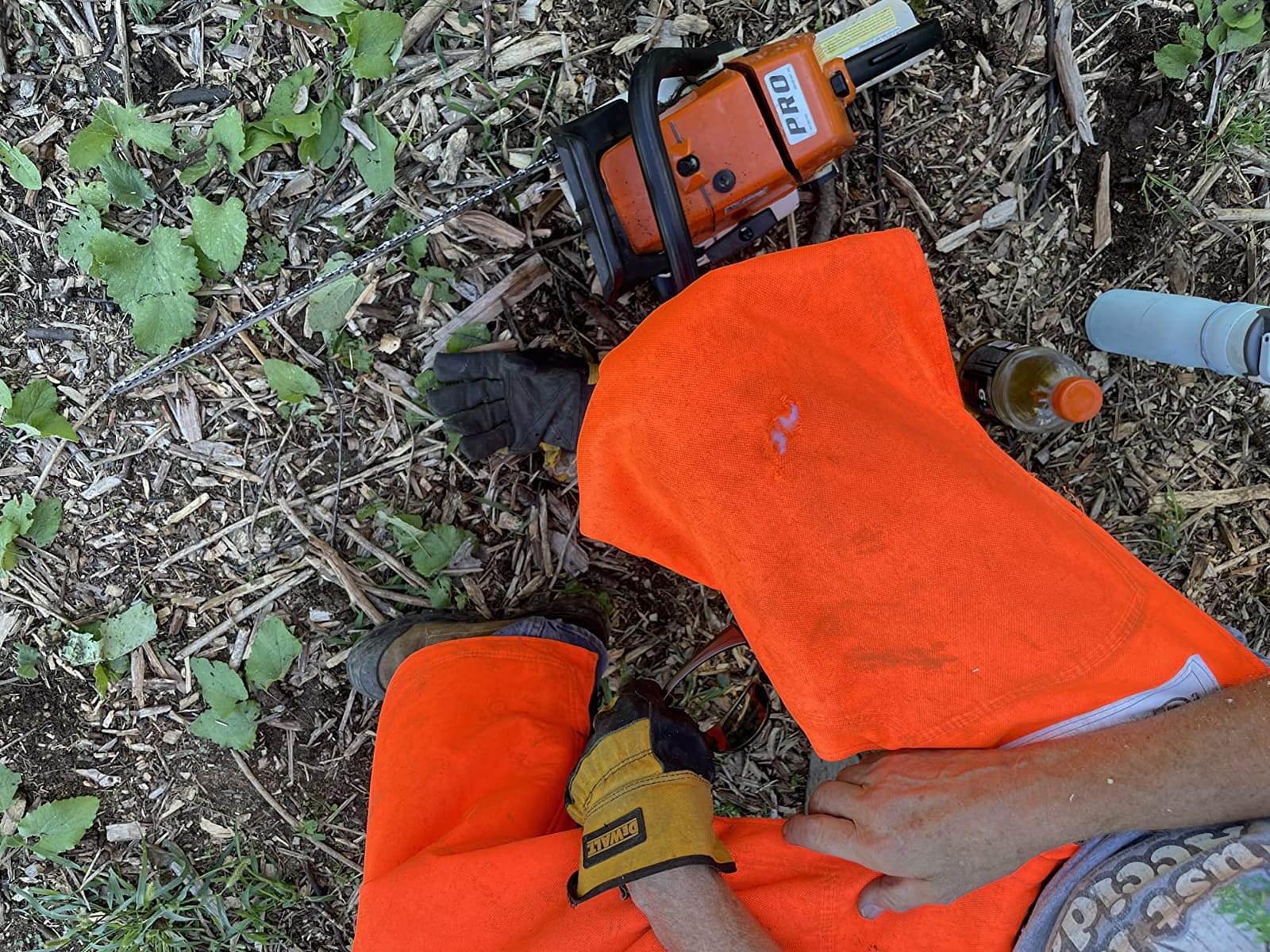 FORESTER EZ-Zip Wrap Around Chainsaw Chaps - 360 Degree Below The Knee Protection - Full Wrap Zipper Chainsaw Pants for Men or Women (35in, Orange) customer photo 2
