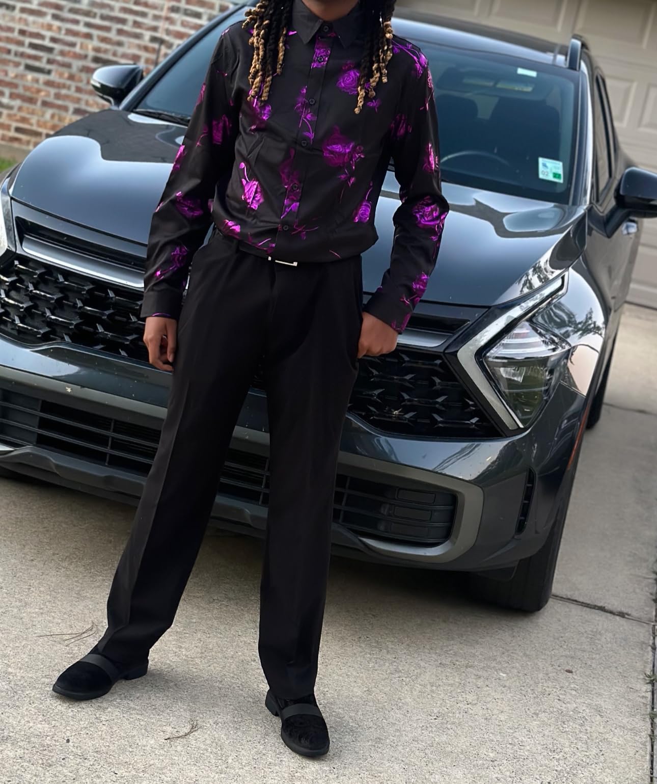 ZEROYAA Mens Luxury Rose Floral Printed Dress Shirts customer photo 2